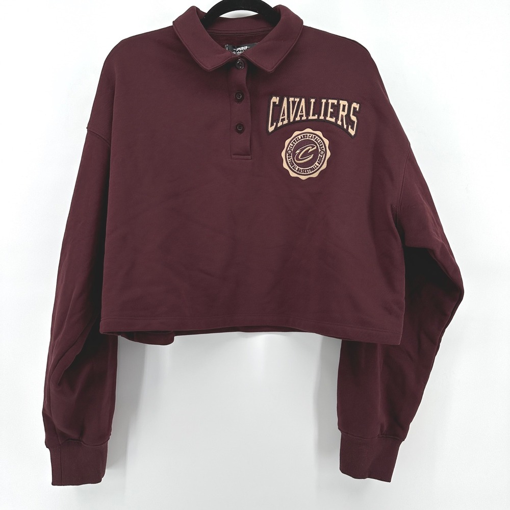 Pro Standard NBA Cleveland Cavaliers Cropped Polo Sweatshirt Wine Womens Lg NEW